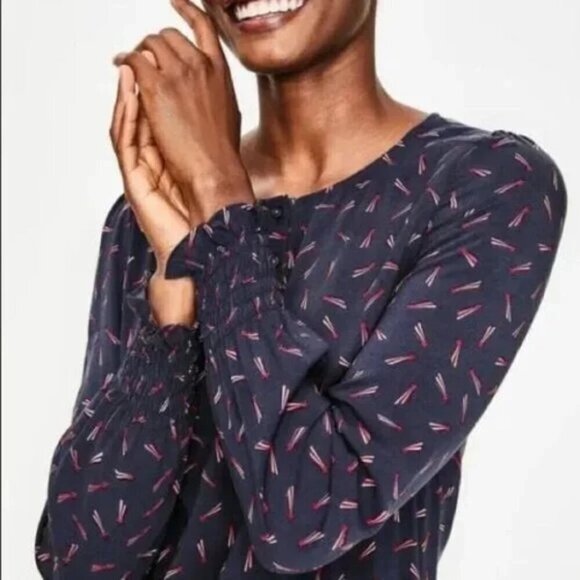 Boden Kara Navy Shooting Stars Novelty Print Top Patriotic Festive 4th of July 2 - Picture 2 of 12